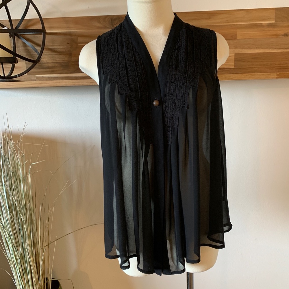 Aqua Semi Sheer Blouse